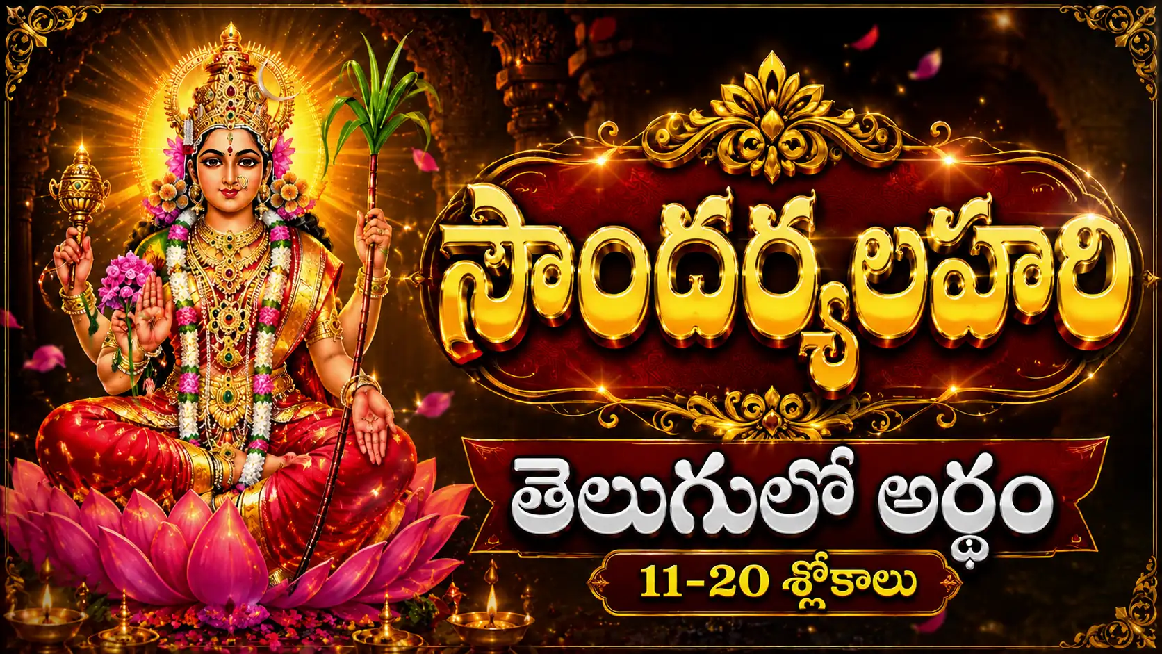 సౌందర్యలహరి 11 నుండి 20 శ్లోకాల అర్థం – శ్రీ లలితా దేవి దివ్య స్తోత్రంలోని భావనాత్మక ఆధ్యాత్మిక వివరణ