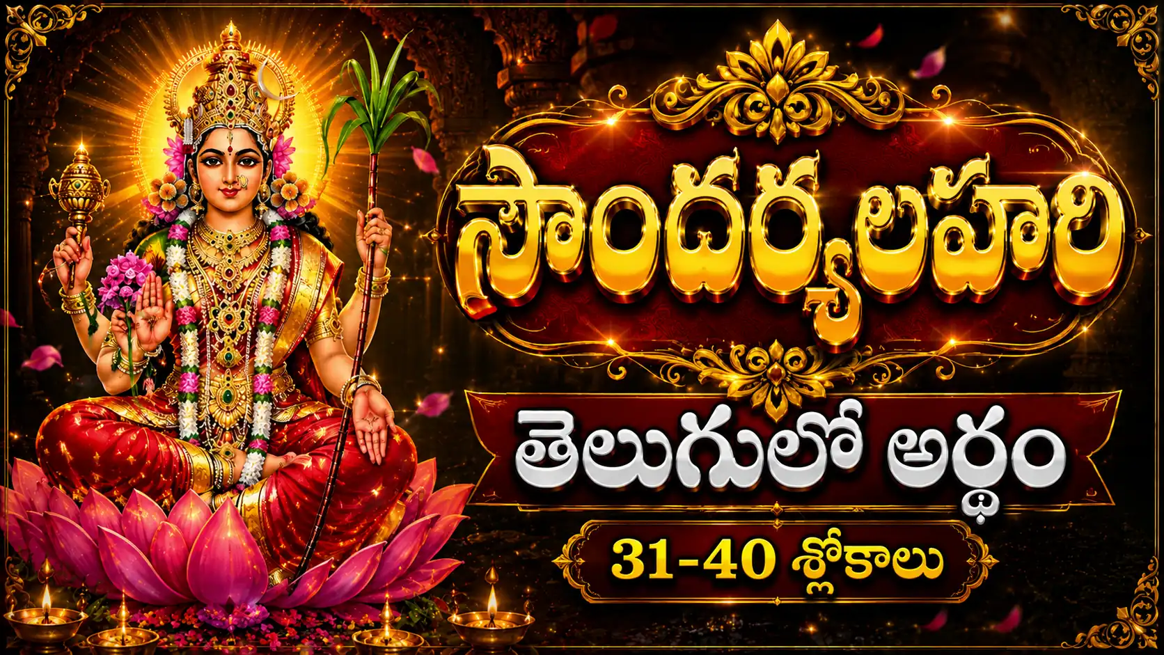 సౌందర్యలహరి 31 నుండి 40 శ్లోకాల అర్థం – శ్రీ లలితా దేవి దివ్య శక్తి మరియు తత్త్వ వివరణ