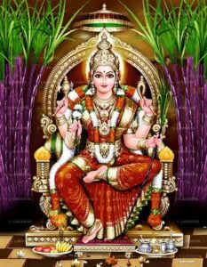 Lalitha Pancharatnam in Telugu with image of Goddess Lalitha