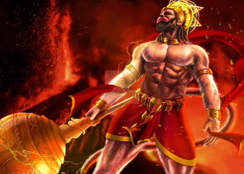 Anjaneya Dandakam in Telugu with image of Lord Hanuman