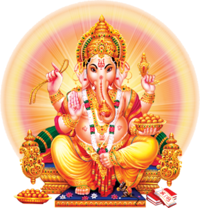 Vighneshwara Ashtottara Shata Nama Stotram in Telugu with Ganesha image