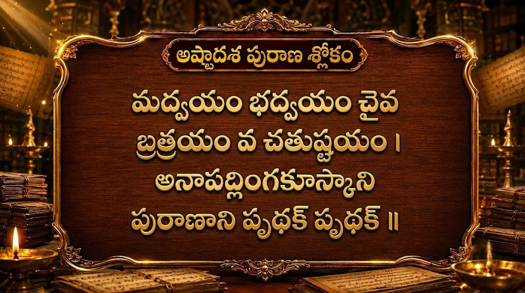 అష్టాదశ పురాణ శ్లోకం - 18 మహాపురాణాలను గుర్తించే పురాణ శ్లోకం