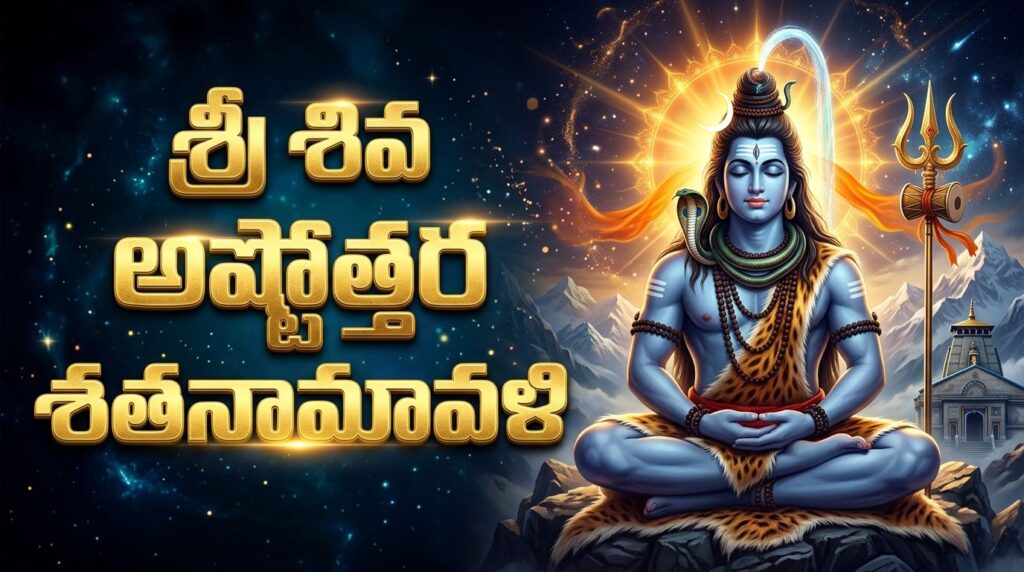 Shiva Ashtottara Shatanamavali Telugu with 108 names and Shiva Lingam image