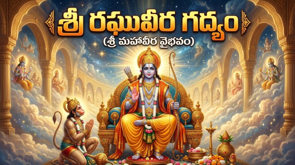Sri Raghuveera Gadyam Telugu devotional image of Lord Rama Mahaveera Vaibhavam
