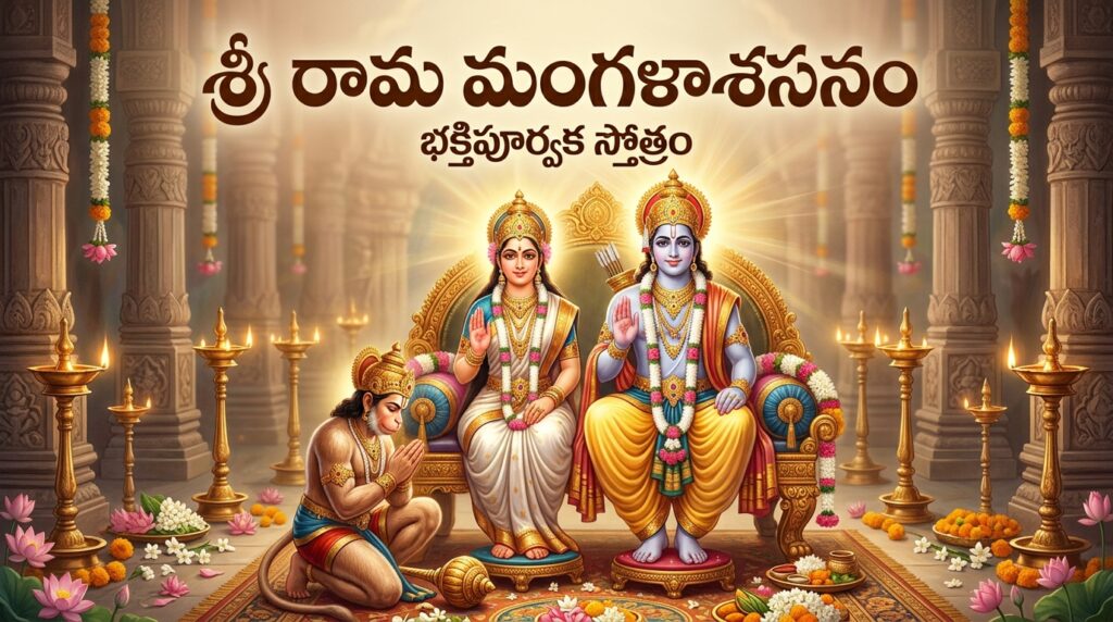 Sri Rama Mangalasasanam Telugu devotional image of Lord Rama