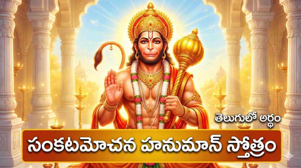 Divine Lord Hanuman image for Sankata Mochana Hanuman Stotram Telugu devotional prayer