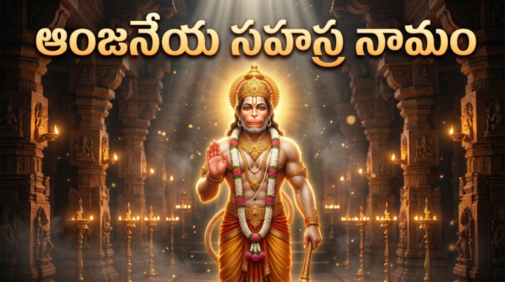 Divine Lord Hanuman image for Anjaneya Sahasra Namam Telugu devotional stotram