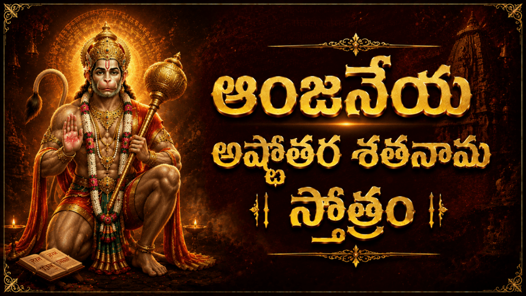 Divine Lord Hanuman image for Hanuma Ashtottara Shata Namavali Telugu devotional prayer