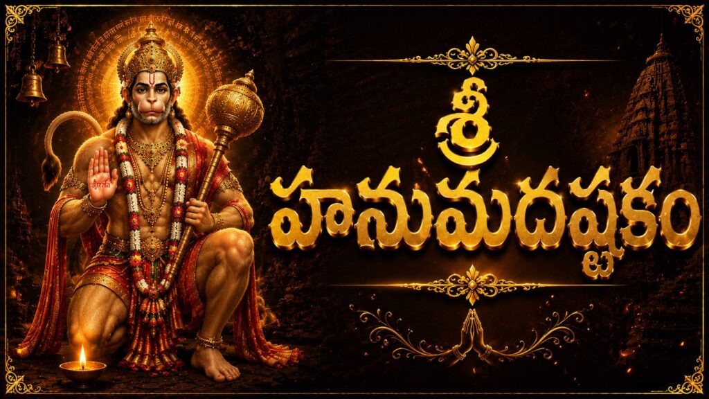Lord Hanuman divine devotional image for Sri Hanumadashtakam Telugu stotram