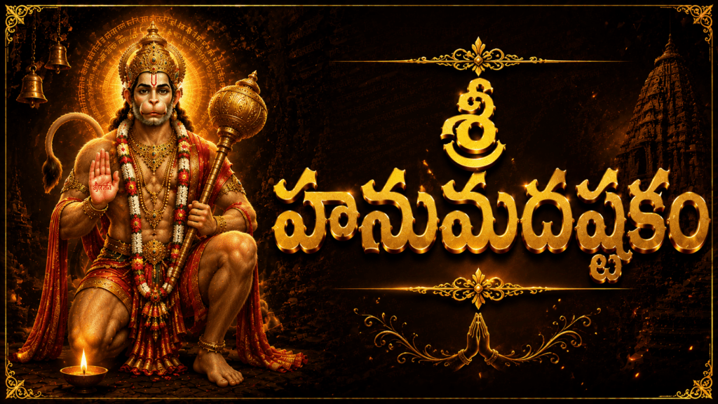 Lord Hanuman divine devotional image for Sri Hanumadashtakam Telugu stotram