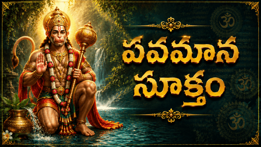 Sacred Vedic chanting image for Pavamana Suktam Telugu devotional hymn