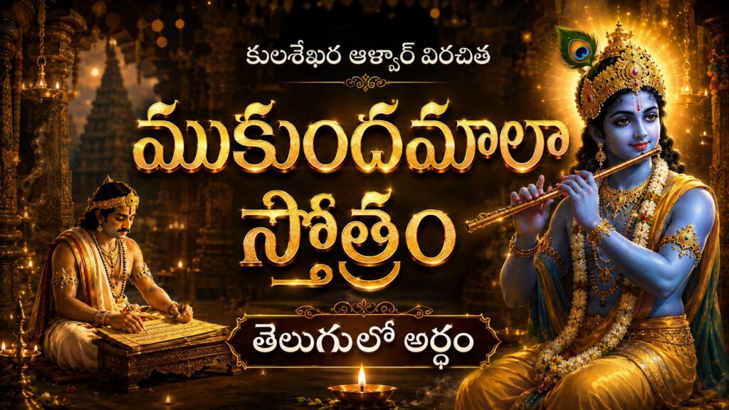 Divine Lord Krishna and Lord Vishnu image for Mukundamala Stotram Telugu devotional prayer