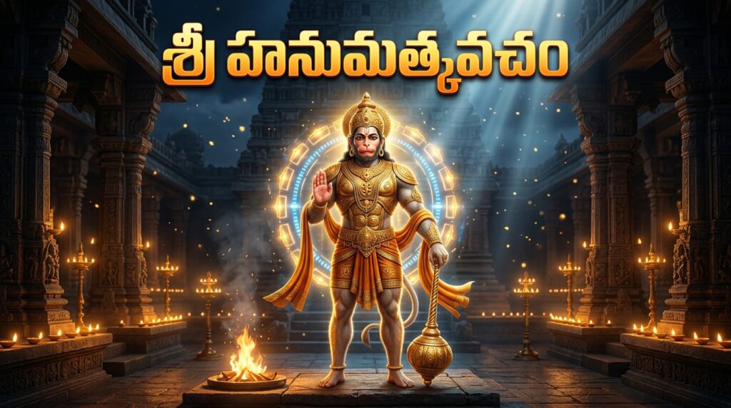 Sacred Lord Hanuman image for Sri Hanumat Kavacham Telugu devotional prayer