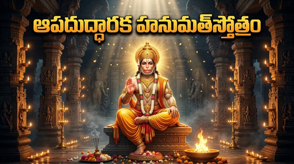 Divine Lord Hanuman image for Apaduddharaka Hanumat Stotram Telugu prayer