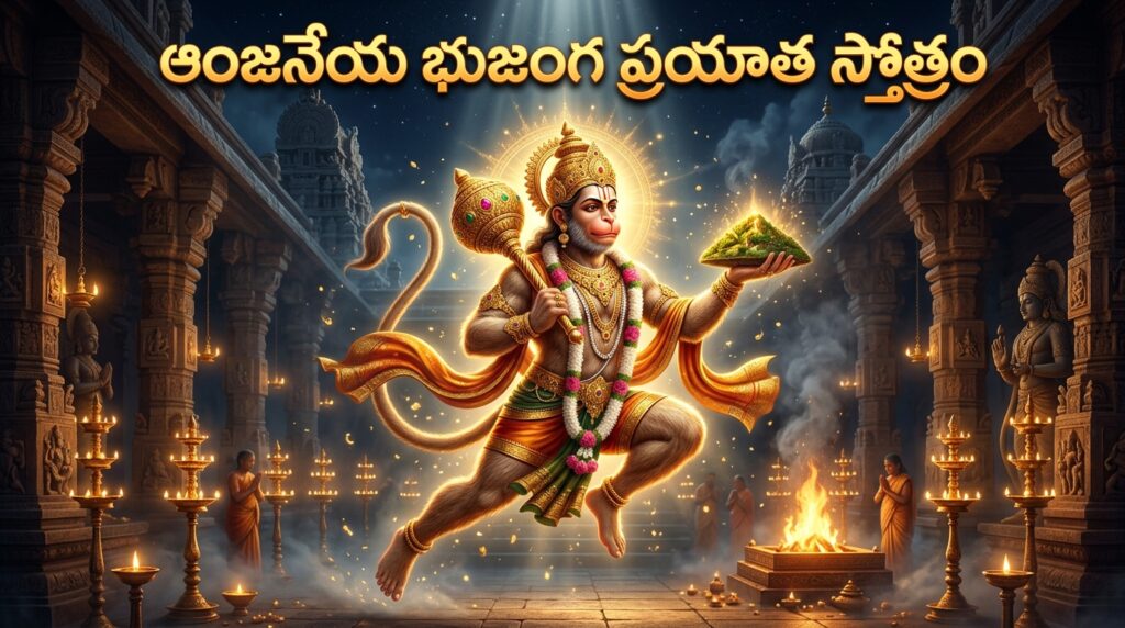 Divine Lord Hanuman image for Anjaneya Bhujanga Prayata Stotram Telugu prayer