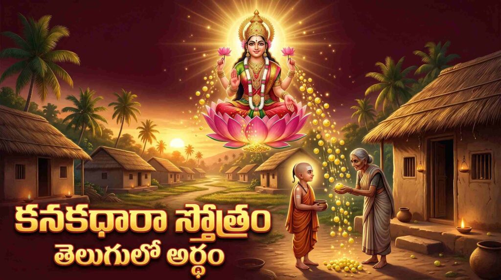 Divine Goddess Lakshmi image for Kanakadhara Stotram Telugu devotional prayer