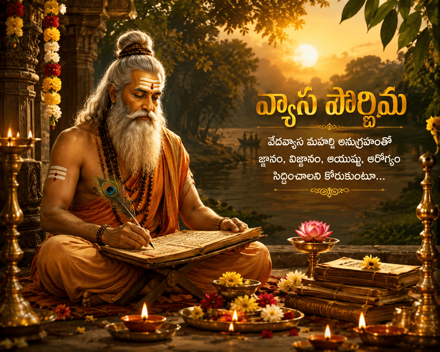 వ్యాస పౌర్ణిమ సందర్భంగా Vyasa మహర్షి మరియు గురు పూజ దృశ్యం