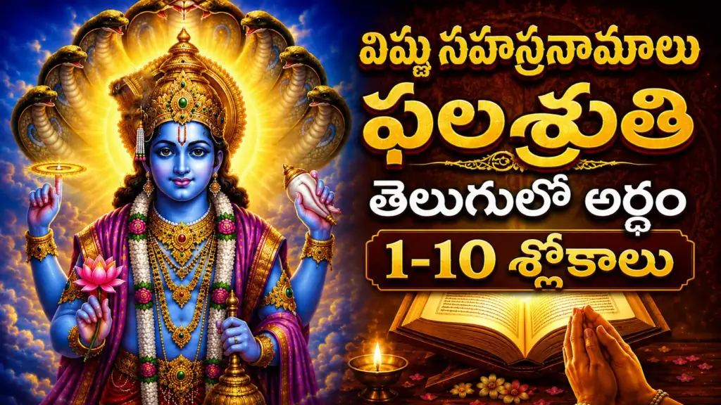 శ్రీ విష్ణు సహస్రనామ ఫలశ్రుతి మొదటి 10 శ్లోకాల తెలుగులో అర్థం మరియు ఫలితాలు