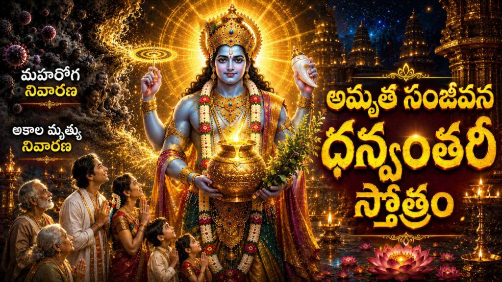 అమృతసంజీవన ధన్వంతరి స్తోత్రం తెలుగులో అర్థం - మహారోగ నివారణ మరియు అకాల మృత్యు నివారణ స్తోత్రం