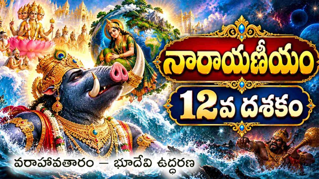 నారాయణీయం 12వ దశకం – వరాహావతారంలో భూదేవి ఉద్ధరణ
