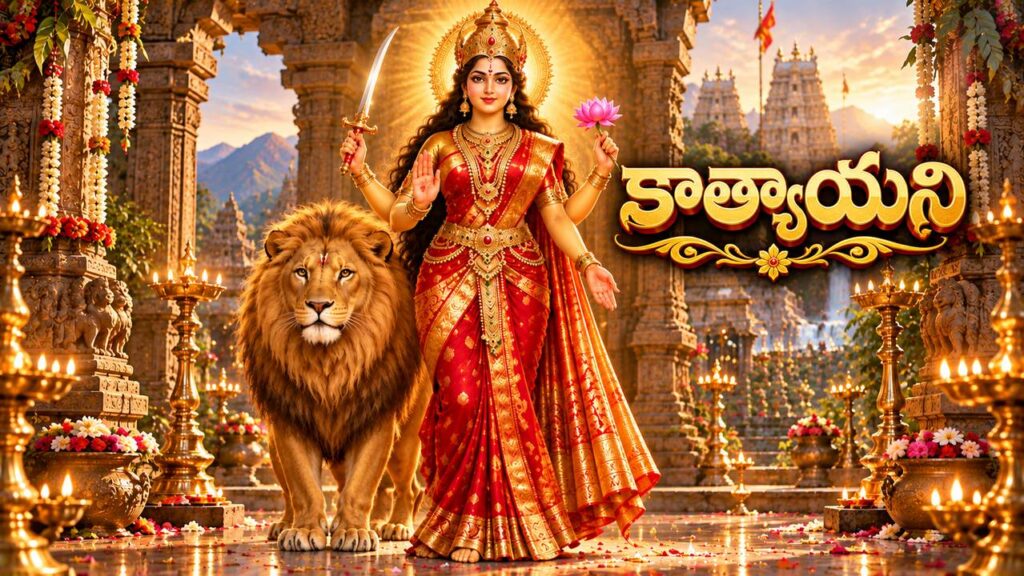 కాత్యాయని దేవి – నవదుర్గలలో ఆరవ రూపం సింహవాహనంపై