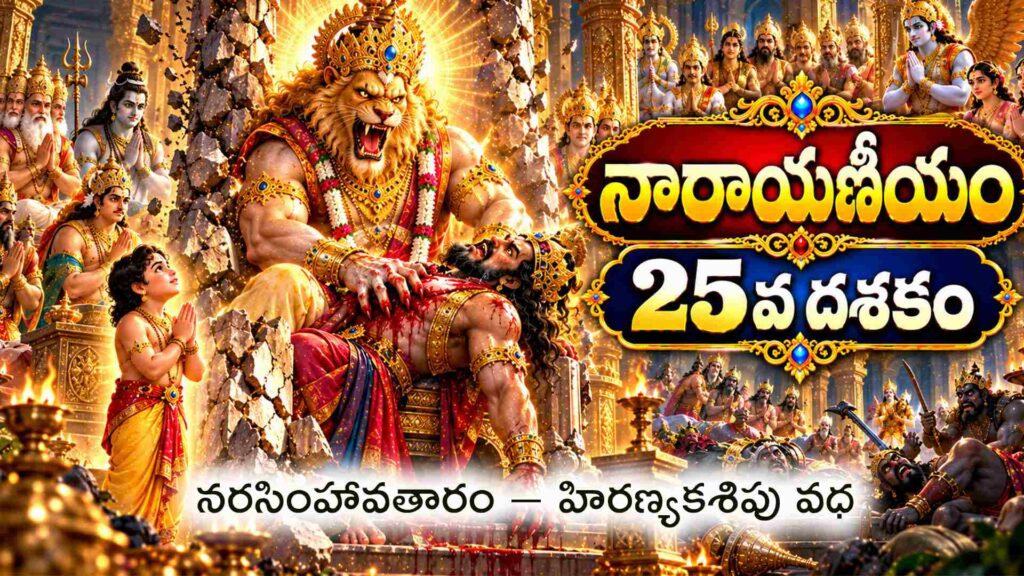 నారాయణీయం 25వ దశకం – శ్రీ నరసింహ స్వామి హిరణ్యకశిపు సంహారం