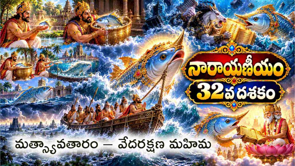 నారాయణీయం 32వ దశకం – మత్స్యావతారం మరియు వేద రక్షణ