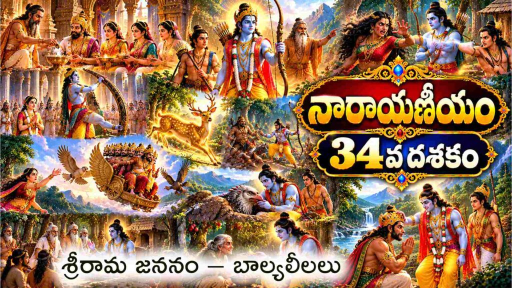 నారాయణీయం 34వ దశకం – శ్రీరాముని అవతారం మరియు బాల్య లీలలు