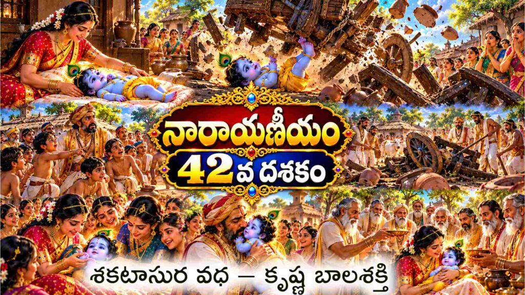 నారాయణీయం 42వ దశకం – బాలకృష్ణుడు శకటాసురుని సంహరించిన దివ్య లీల